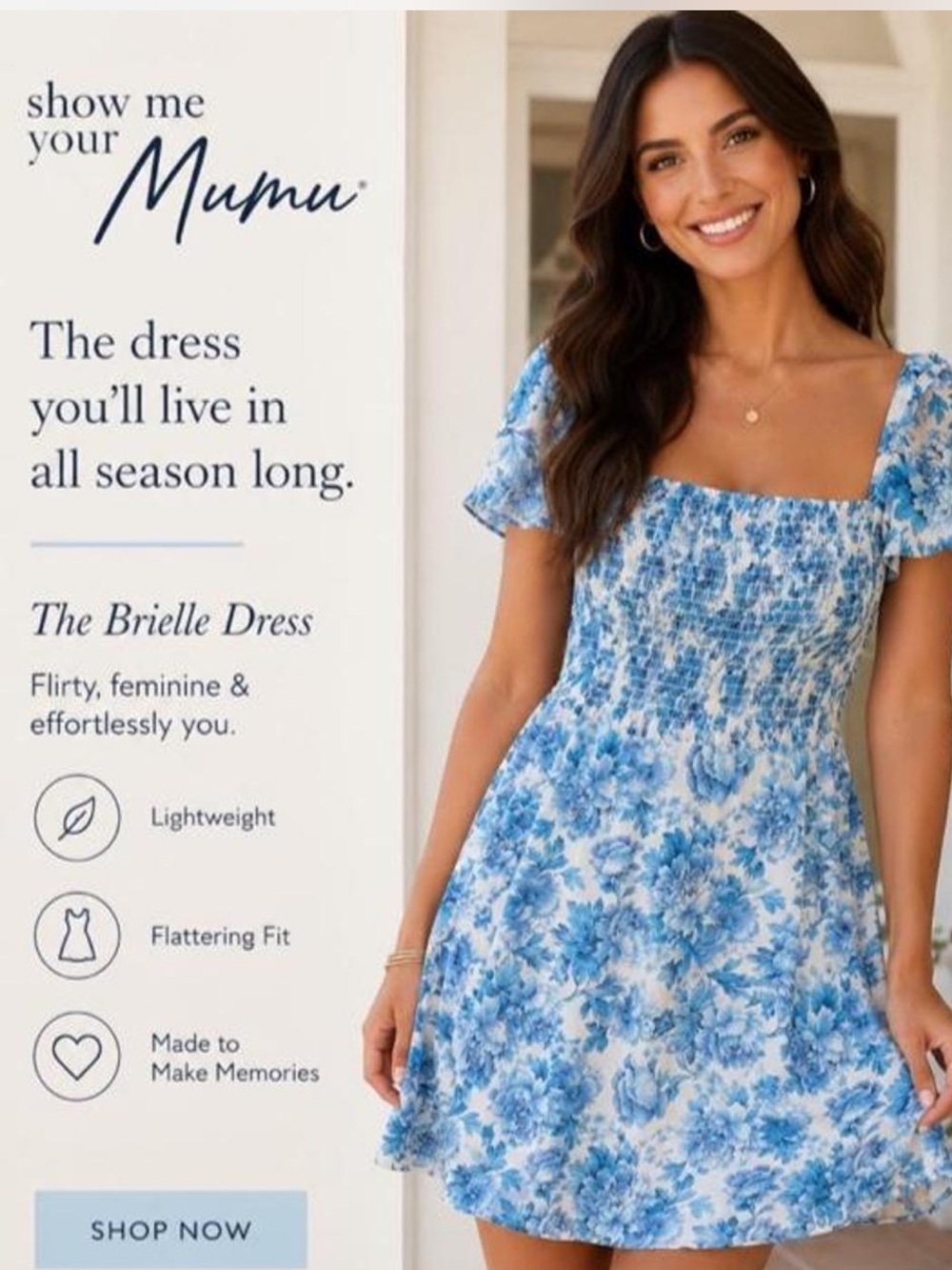 Like New ~ Show Me Your Mumu Blue & White Floral Brielle Dress ~ Size XL